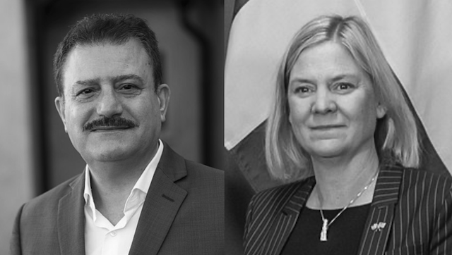 Riksdagsledamoten (S) jamal el Haj med sin pressekreterare Magdalena Andersson (S). Montage. Bildkälla Wikipedia.