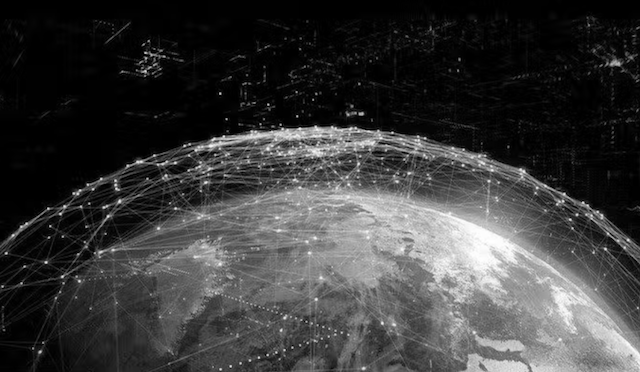 Visualisering av Starlinks satelitnätverk. Illustration: Aeroflap.